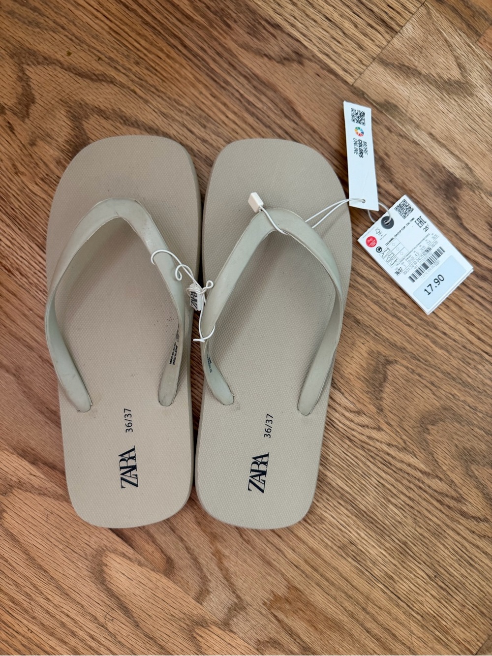 Zara Boys Flip Flops, Tan, Sz 5 (36/37), Brand New W tags